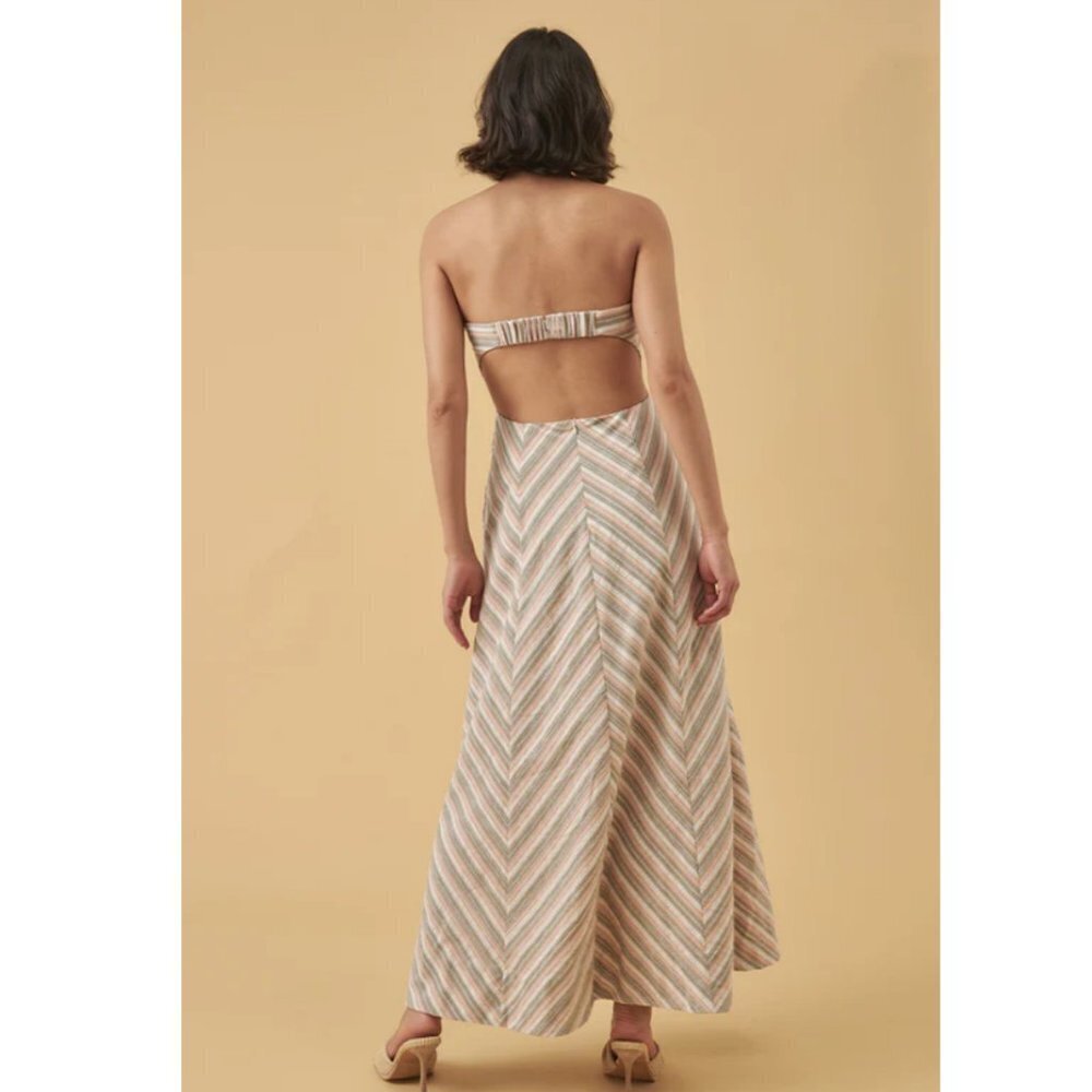 MON RENN EUPHORIA STRAPLESS DRESS - CHEVRON STRIPE - Picture 6 of 7